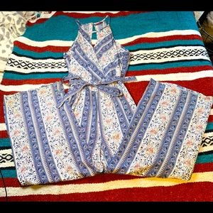 Joe Benbasset XS Floral Jumpsuit w/ Tie Belt